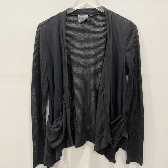 Anthropologie Vanessa Virginia Black Cavern Open Front Cardigan Casual Small - Picture 2 of 11